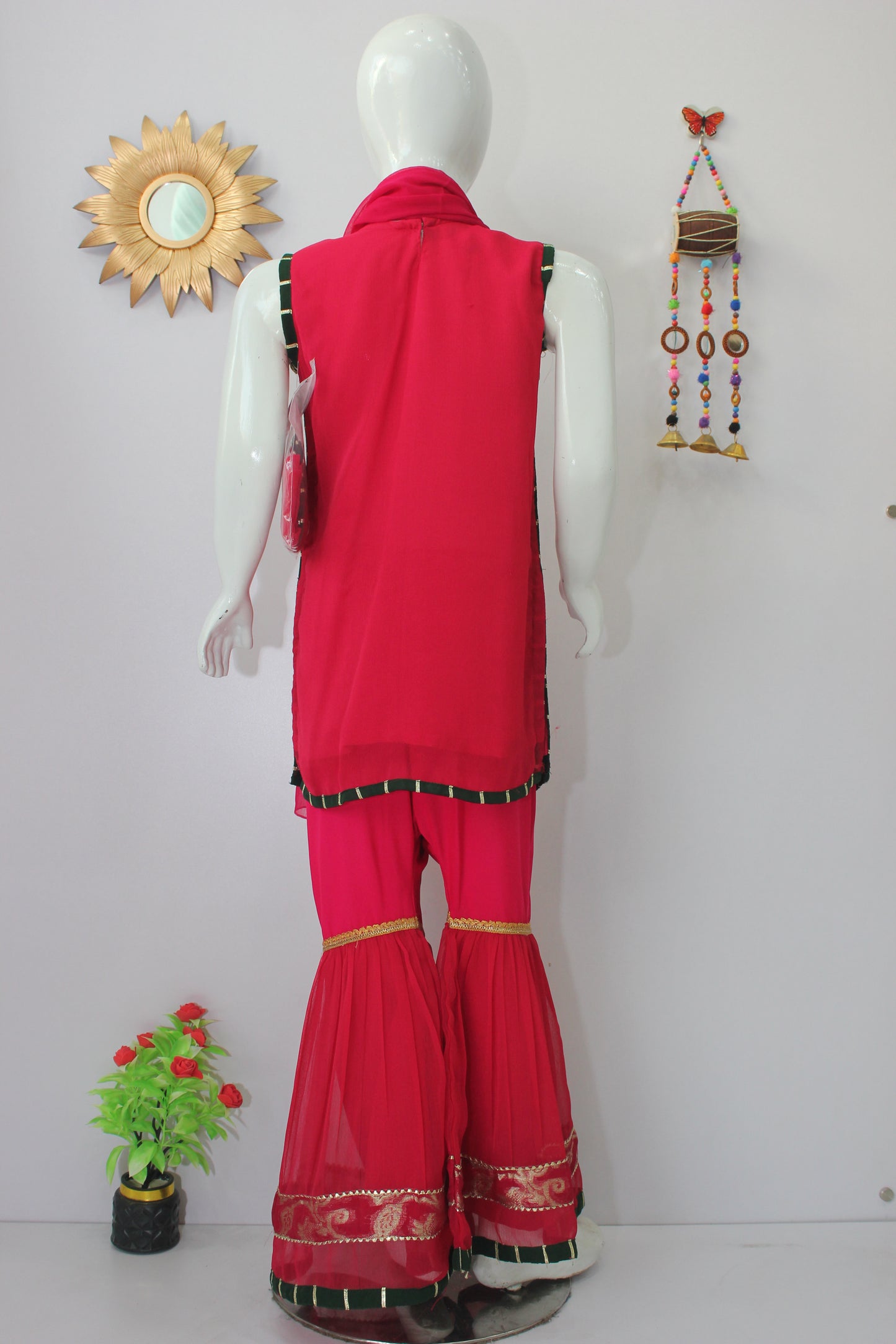 Handmade Embroidered 3 Piece Dress with 4 Borders