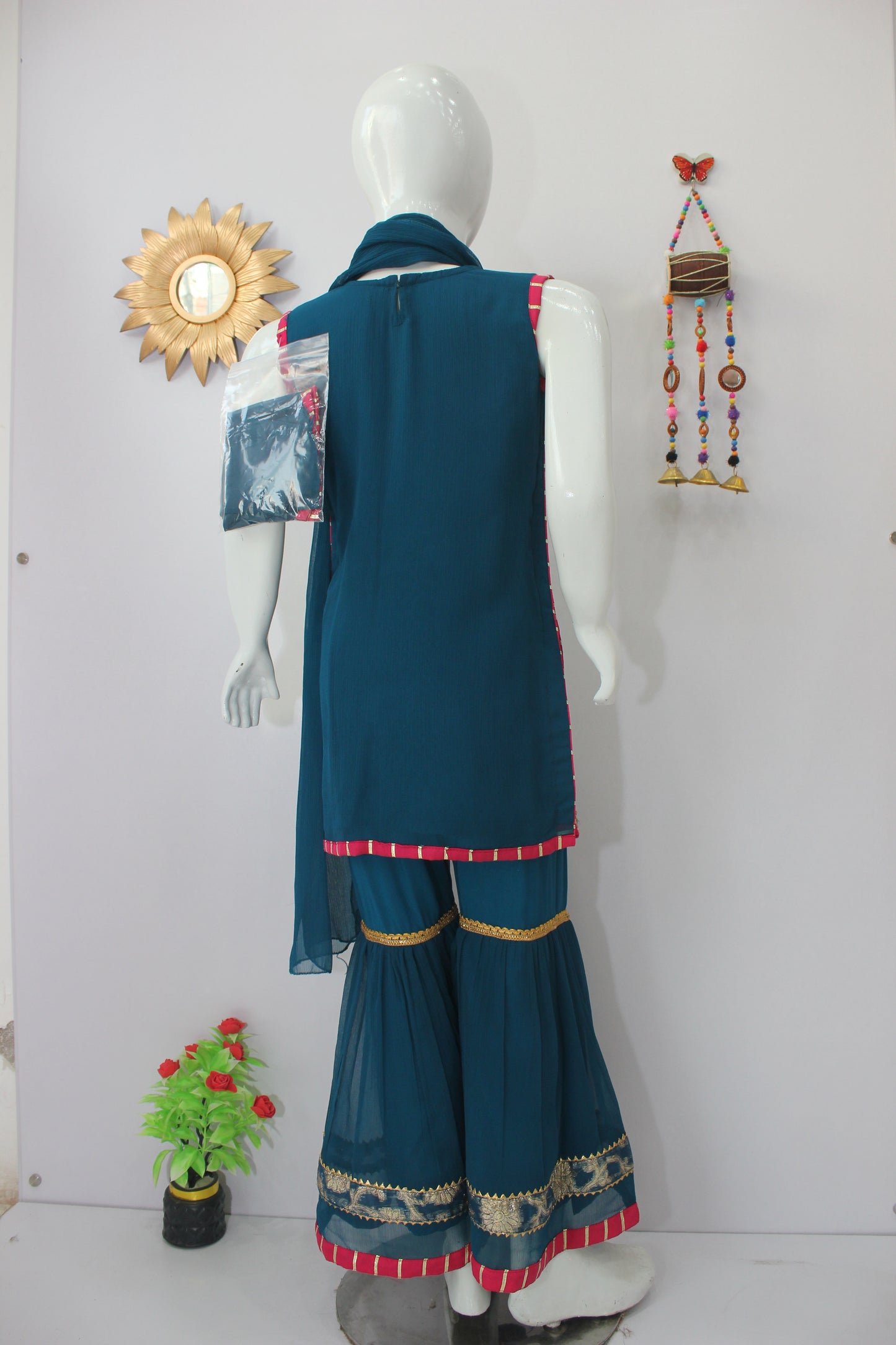 Handmade Embroidered 3 Piece Dress with 4 Borders