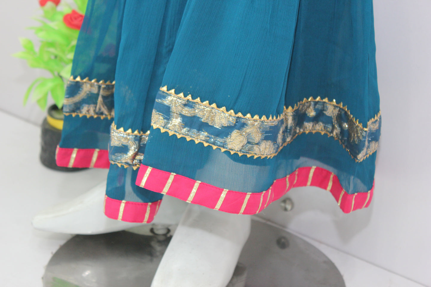 Handmade Embroidered 3 Piece Dress with 4 Borders
