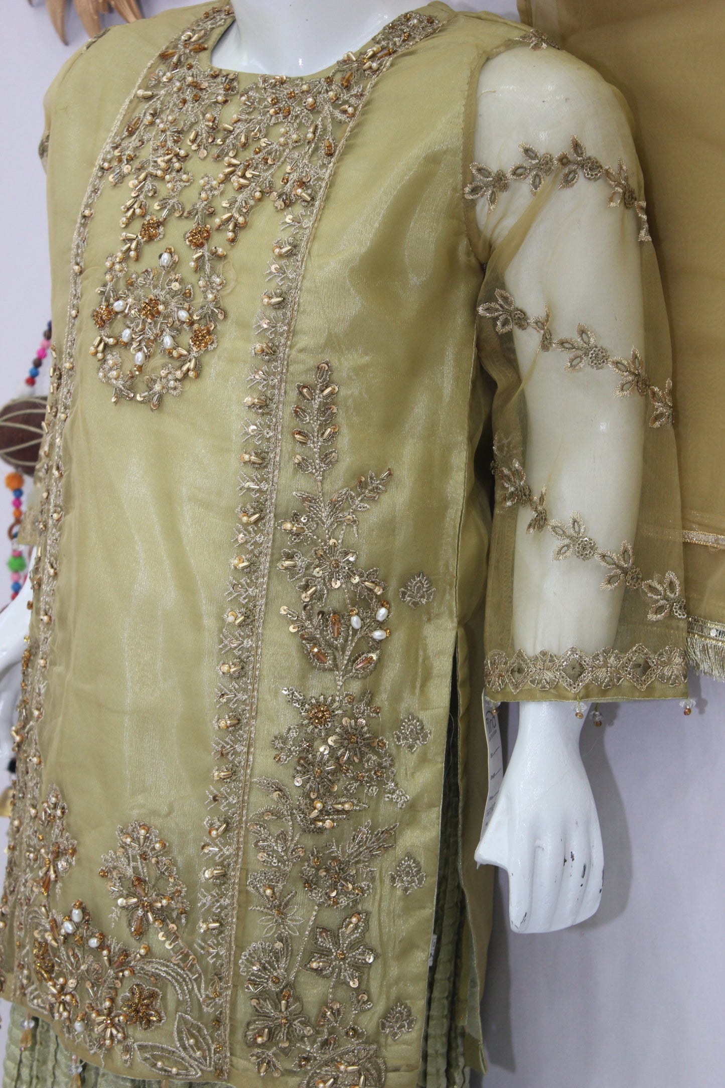 Crush Lehnga 3 Piece Dress with Organza Shirt & Dupatta