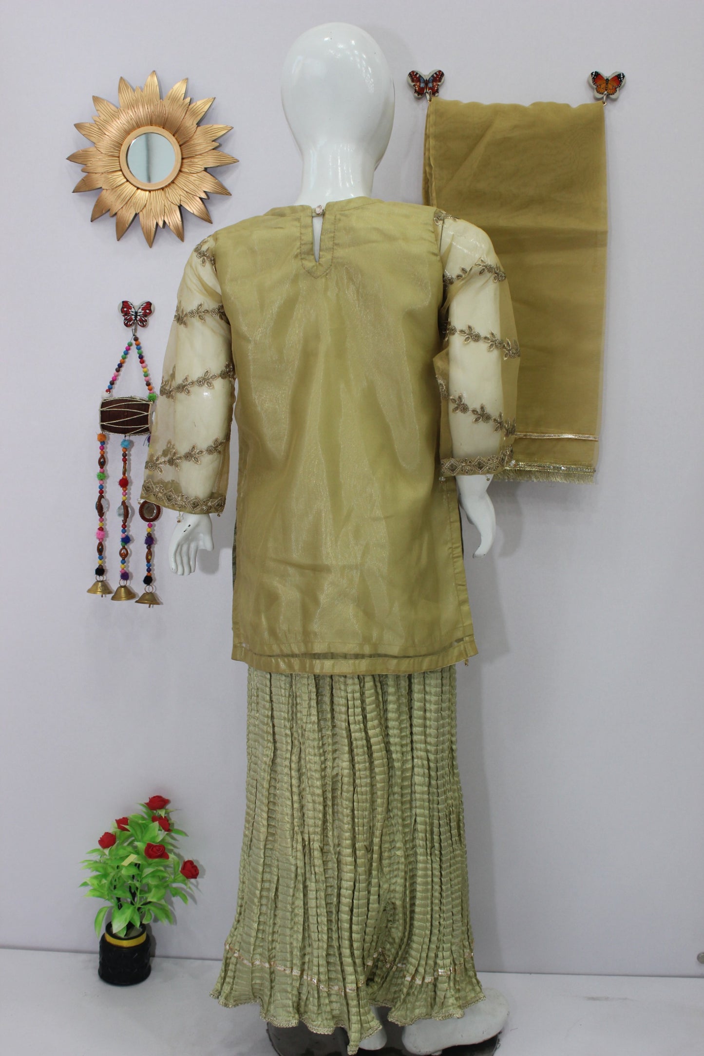 Crush Lehnga 3 Piece Dress with Organza Shirt & Dupatta
