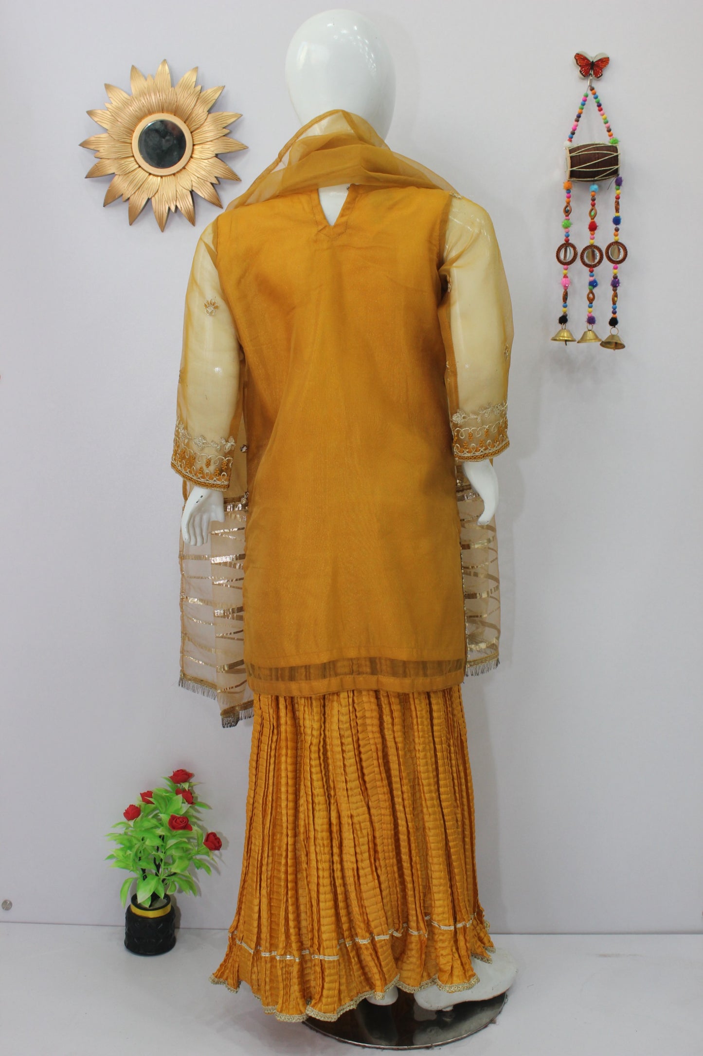Crush Lehnga 3 Piece Dress with Organza Shirt & Dupatta