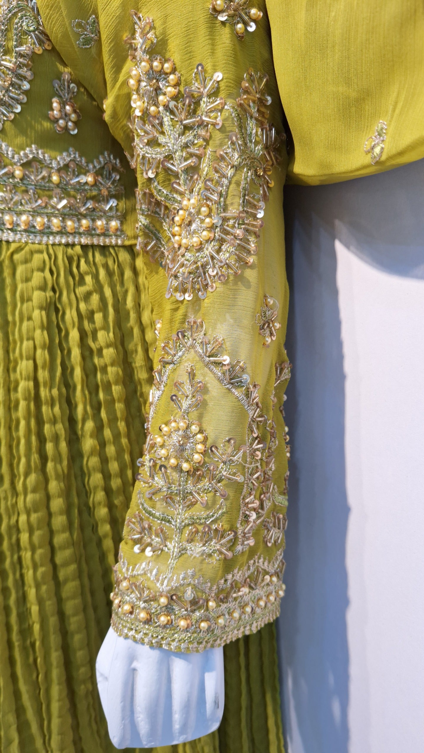 Crush Frock 3 Piece Dress with Silk Trouser & Chiffon Dupatta