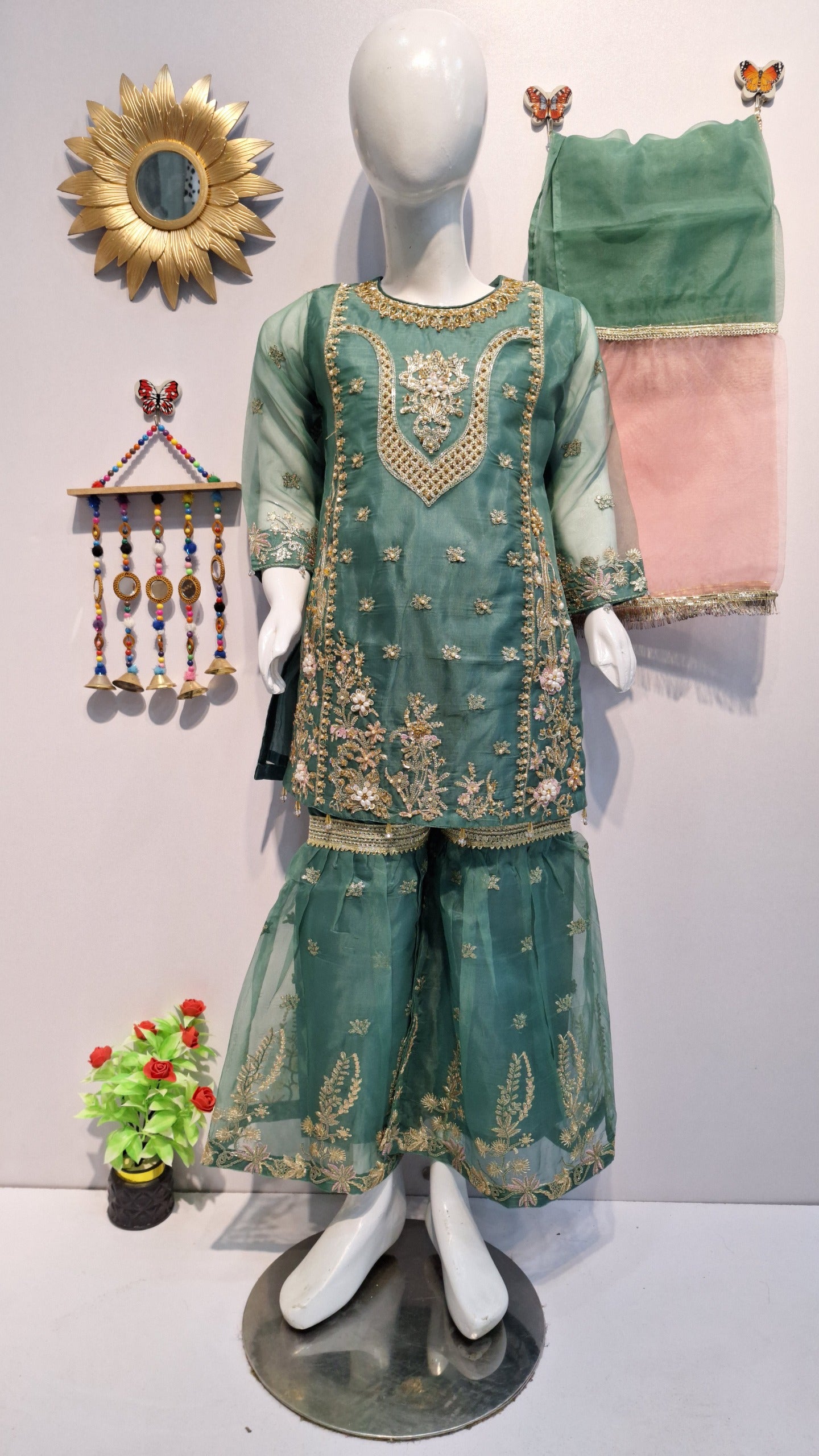 Organza gharara 3 Piece Dress